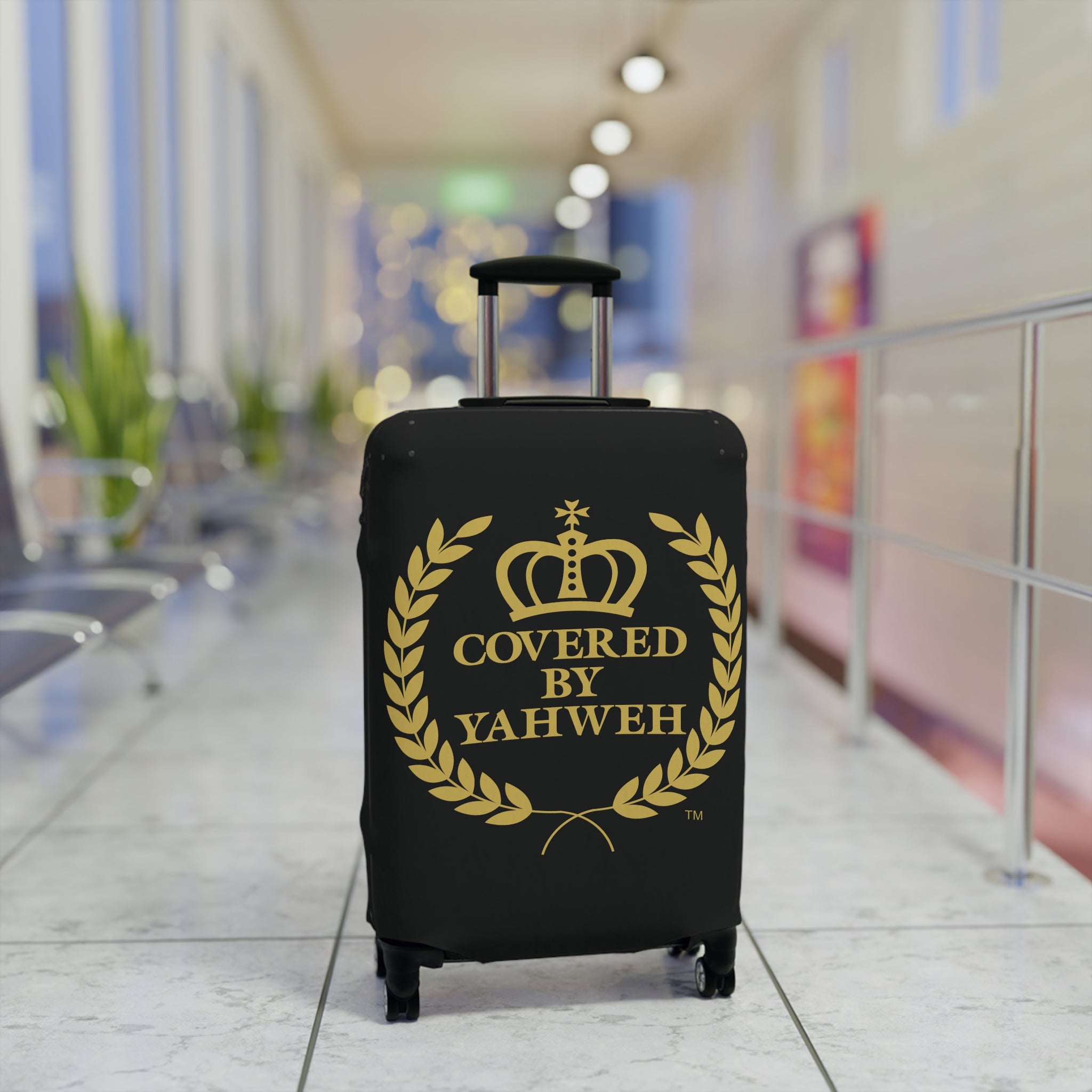 Covered by Yahweh Protective Luggage Cover - Black