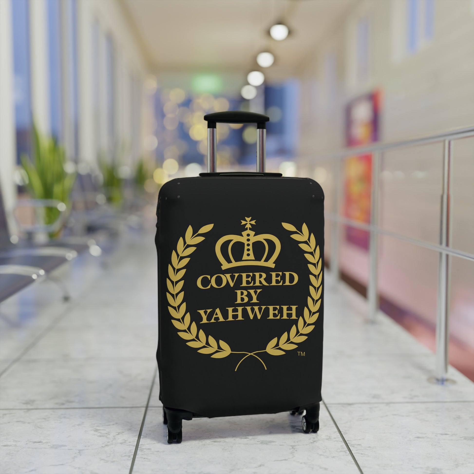 Covered by Yahweh Protective Luggage Cover - Black
