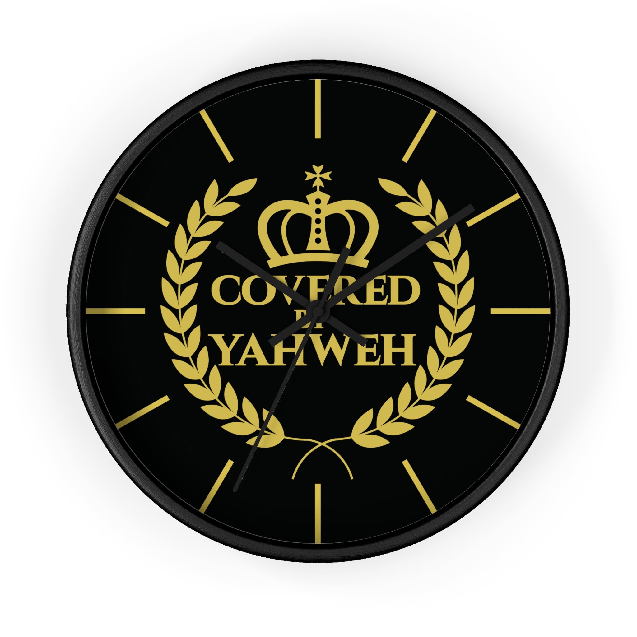 Covered by Yahweh Timeless Grace Wall Clock - Black