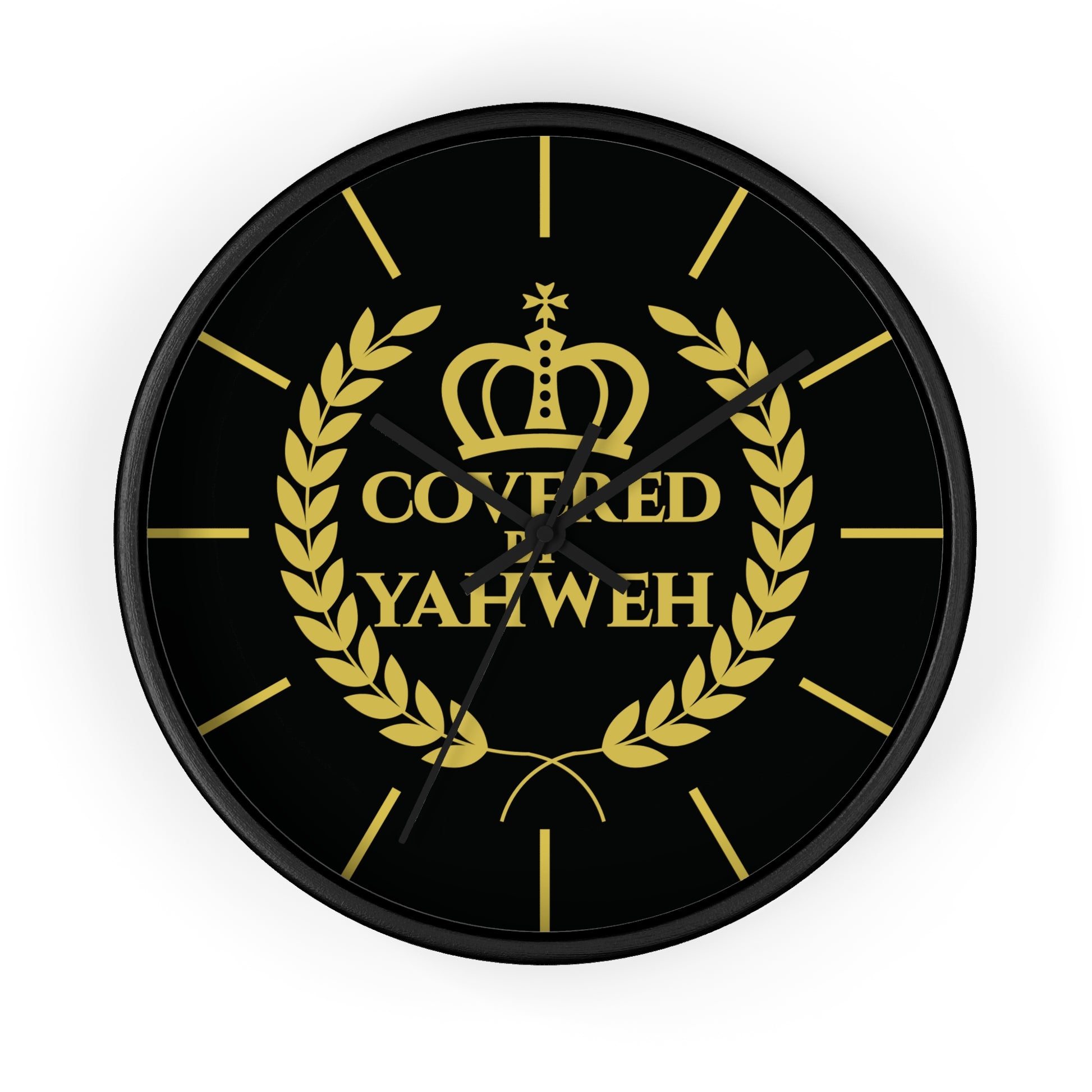 Covered by Yahweh Timeless Grace Wall Clock - Black